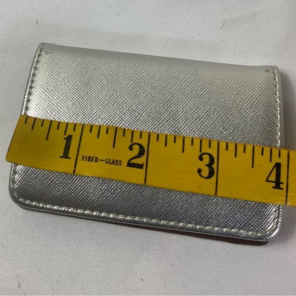 Vintage Silver Leather and Brown Card Holder Hollywood Regency